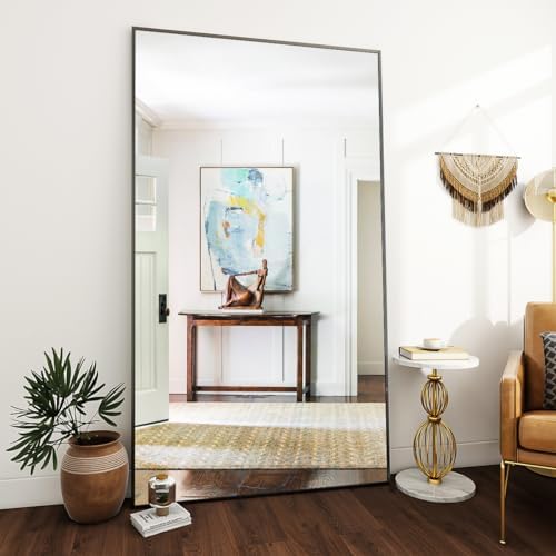 VooBang Oversized Full Length Mirror, 76" x 34" Floor Mirror with Stand, Aluminum Alloy Frame Full Body Mirror, Standing Hanging or Leaning Against Wall Bedroom Living Room, Black - Image 6