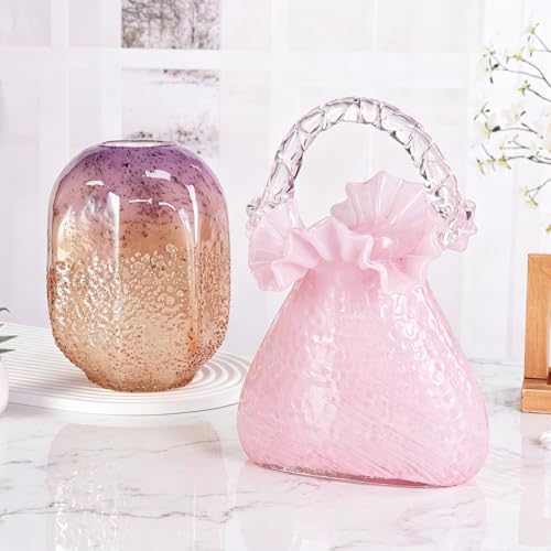 KAMMAK Glass Vase,Colored Hand Blown Decorative Vase - Image 6