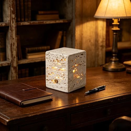 Marble Lamp Touch Light, Natural Travertine Stone Lamp, Rechargeable 3-Color Dimmable Bedside Night Light, Cordless Marble Table Lamp for Bedroom Living Room Bedside Decor (3x3x4in) - Image 7