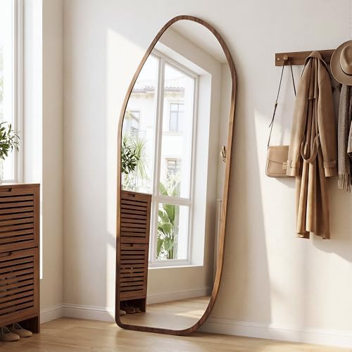 Suidia Full Length Mirror, Oversized Floor Mirror with Solid Wood Frame, Large Standing Mirror for Bedroom Living Room, Wood Art Style, Dark Walnut, 74" L x 32" W - Image 2