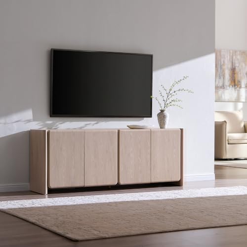 66" Modern Buffet Cabinet w/Storage, Large Sideboard, Cream - Image 5