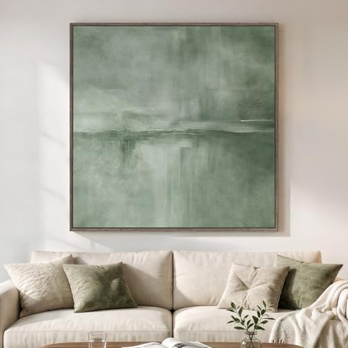 Extra Large Framed Green Abstract Wall Art Decor for Living Room, 48x48 In by Cuspin