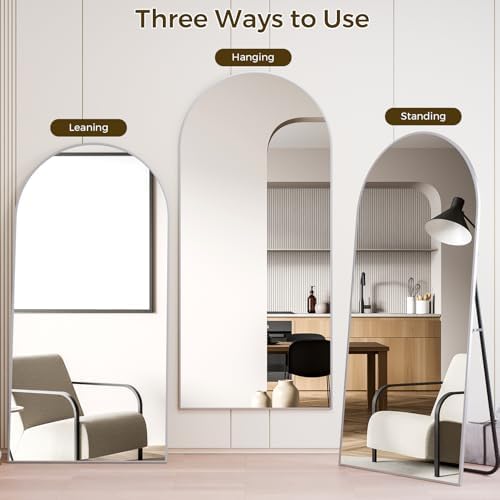 Koonmi 30"x71" Arched Full Length Mirror, Silver Large Floor Mirror with Aluminum Alloy Frame, Standing Hanging or Leaning Wall-Mounted Full Body Mirror for Living Room and Bedroom - Image 5