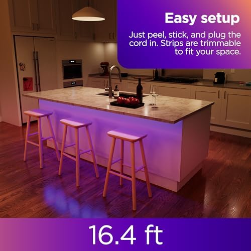 Roku Smart LED Light Strip, 16.4ft - Color Options with Adjustable Brightness & Temperature - Peel & Stick WiFi Smart Strip Lights Works with Roku Voice, Alexa & Google Assistant - Smart Home Products - Image 5