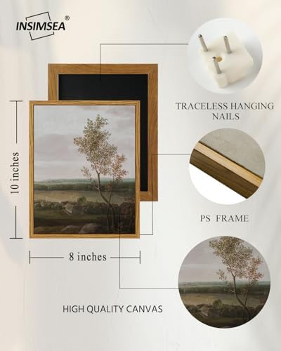 InSimSea Framed Canvas Prints Art Vintage Decor, Home Farmhouse Decor View of the Country Paintings for Wall Decorations, Rustic Bedroom Bathroom Wall Art, 8"x10" - Image 4