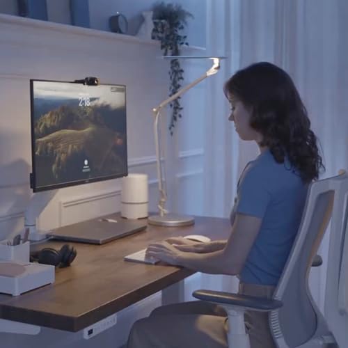 UPLIFTDESK E7 LED Desk Lamp – Adjustable 3 Color Modes, Dimmable Home Office Desk Light for Standing Desk, Dual Monitors, Aluminum Task Lamp (Silver Lamp, Silver Base) - Image 3