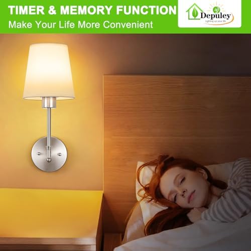 Depuley Battery Operated Wall Sconce: Set of 2 Wireless Wall Lights with Remote for Bedroom - 12 Colors Rechargeable Wall Lamp for Living Room Dining Room Hallway Bathroom Staircases - Nickel 24 Inch - Image 6