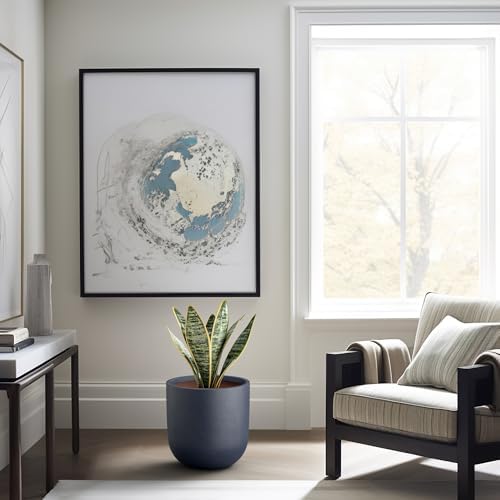 Kante Large Round Capsule Charcoal Concrete Planter 16.5" Dia, Outdoor - Image 5