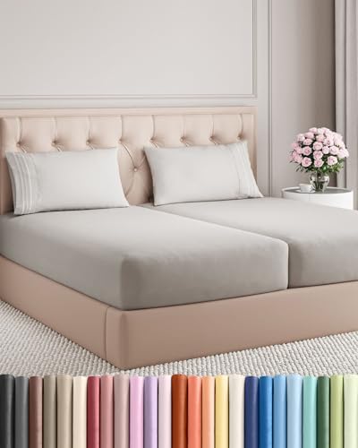 Split King Size 5 Piece Sheet Set - Breathable & Cooling - French Grey by CGKUnlimited