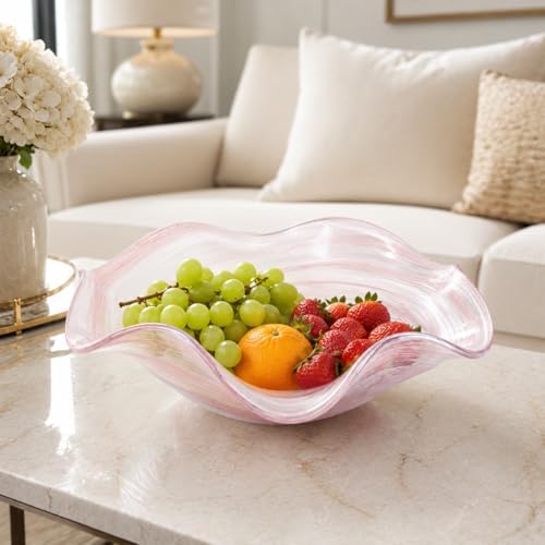 Hand Blown Glass Bowl Decorative Dish Fruit Bowl Home Decor - Image 3