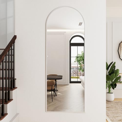 Arched Floor Mirror, 56"x20" Full Length Mirror, Standing Mirror Hanging or Leaning, Body Mirrors with Stand, Wall Mounted Mirror, Arched-Top Mirrors with Aluminum Frame for Bedroom (White) - Image 3