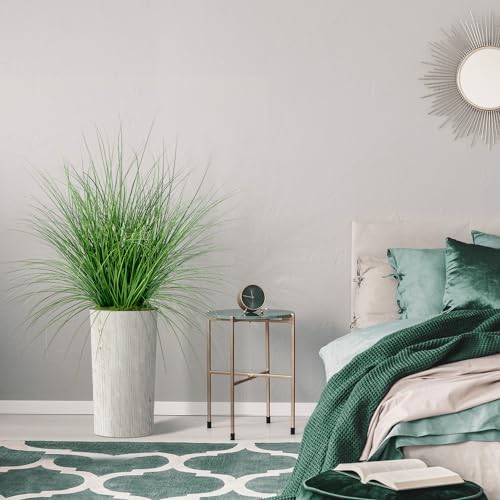 Artificial Tree in Modern Swirl Pattern Planter, Fake Onion Grass Silk Tree for Indoor and Outdoor Home Decoration - 55" Overall Tall (Plant Pot Plus Tree) - Image 5