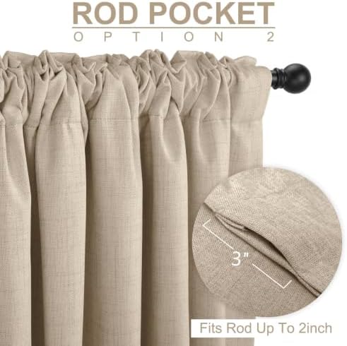 Linen Textured Total Blackout Curtains for Bedroom 72 Inches Long, Oatmeal - Image 4