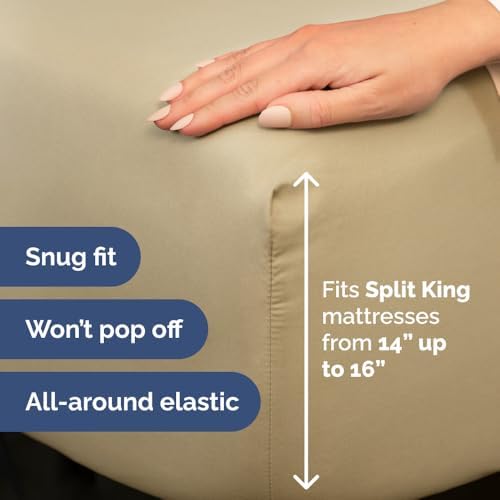 Flex Top Split Head King 4 Piece Sheet Set - Ultra-Soft, Breathable - Beige - Image 5