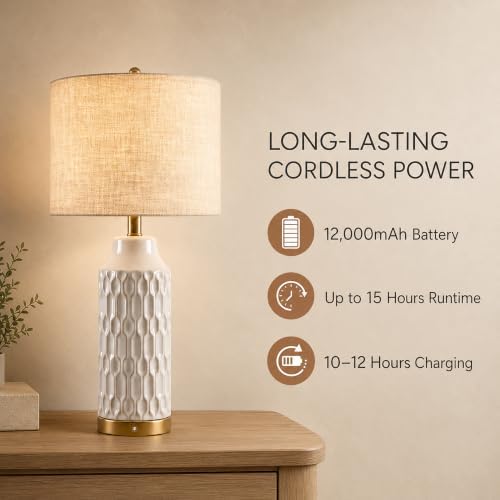 24''Cordless Table Lamp Touch Dimmable Bedside Lamps Set of 2 for Bedroom - Image 7