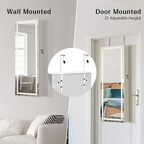 GIANTEX Wall or Door Mounted Jewelry Armoire, LED Full Length Mirror, 47.5" - Image 4