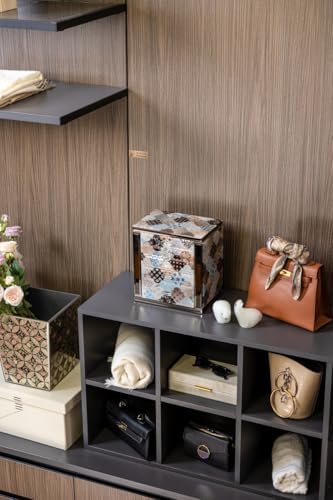 High End Glass Jewelry Box for Women, 5 Layer, Geometric Floral - Image 7