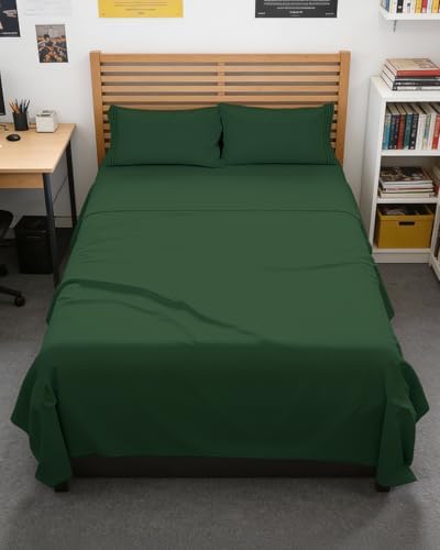 Full XL Sheets - 4 Piece Full XL Sheet Set - Soft & Cooling - Emerald Green by CGKUnlimited