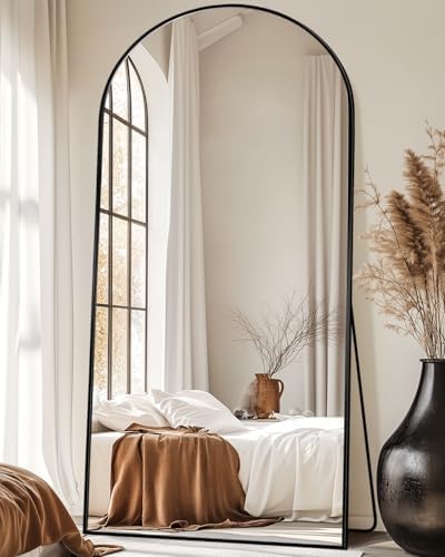 Suidia 71"x32" Arched Full Length Mirror with Stand, Black Floor Mirror by SuidiaMirror