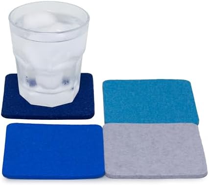 Graf Lantz - Bierfilzl Merino Wool Square Coasters Set of 4 - Sapphire (4"x4"x5mm) - Absorbs 30% of Weight - Natural German Wool - Heat Resistant, Sustainable, Reusable - Home Decor by GrafLantz
