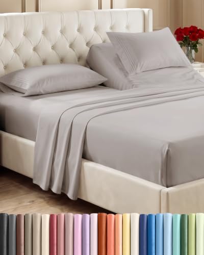 Flex Top Split Head King 4 Piece Sheet Set - Soft & Breathable - Light Grey by CGKUnlimited