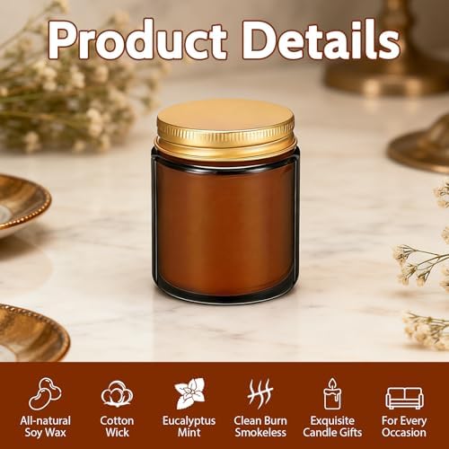 24 Pack 6 oz Eucalyptus Mint Scented Soy Candles, Bulk Glass Jar Aromatherapy Candles, Long Lasting Soy Wax Candles for Home, Wedding, Party & Stress Relief - Image 3