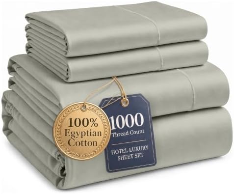 LANE LINEN Queen Size Cooling Sheets 100% Egyptian Cotton Sateen - Silver by LaneLinen