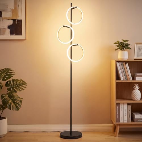 Black Floor Lamp with 3 Lights, Modern LED Tree Floor Lamp for Living Room by TheBairthTheBest