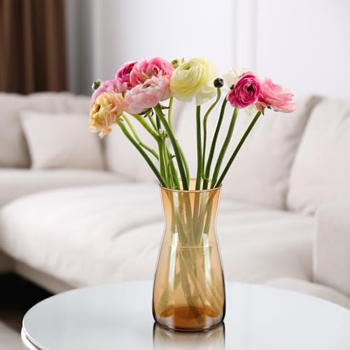 Thenshop 10 Pcs 8'' Tall Clear Glass Flower Vase for Bouquet, Amber - Image 5