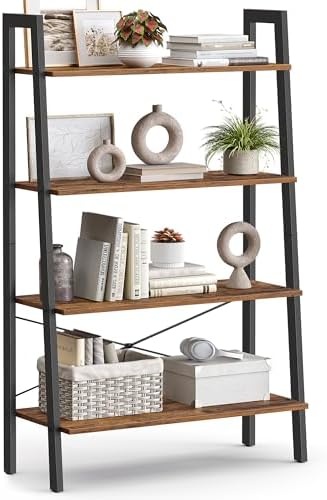 VASAGLE Ladder Shelf, Bookcase Book Shelf, Storage Shelves, 4-Tier, 31.5In by VASAGLEbySONGMICSHOME