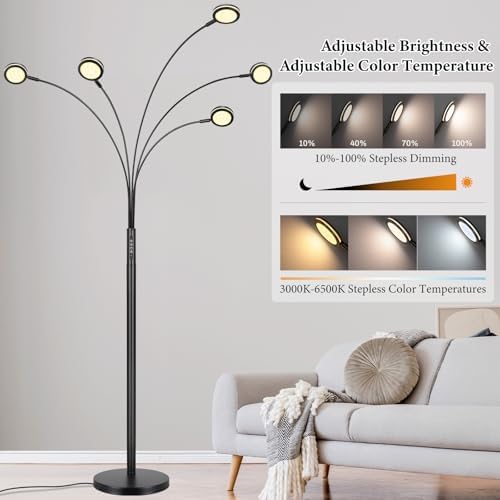 Bairth LED Arc Floor Lamp with Remote,2250LM Dimmable Floor Lamp with Timer - Image 3