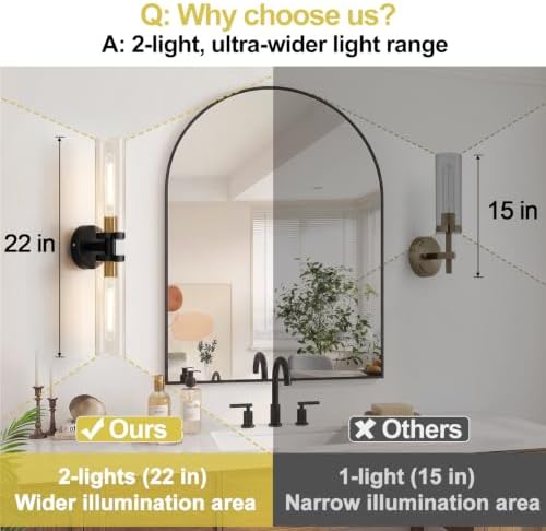 Battery Operated Wall Sconces Set of Two, Black and Gold Wall Light fixtures with Wireless Remote Control，Rechargeable Dimmable Wall Sconces with 3000K Bulbs for Bathroom Mirror Living Room Bedroom - Image 6