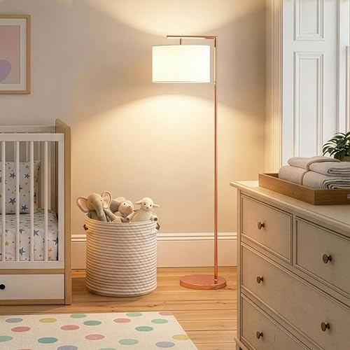 Brightech Montage Modern Floor Lamp, LED Floor Lamp for Living Rooms & Offices - Tall Standing Lamp for Bedroom Reading - Corner Pole Lamp for Contemporary Home Decor - Rose Gold - Image 2