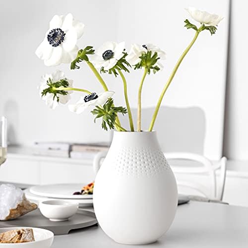 Villeroy & Boch Collier Blanc Tall Vase : Perle, 6.25 in, Premium Porcelain, White - Image 2