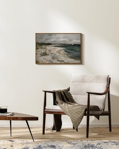 InSimSea Framed Canvas Wall Art Vintage Decor, Large Coastal Wall Art, Seaside Painting Prints, Modern French Country Farmhouse Decorations, Rustic Wall Decor for Living Room Bedroom, 20"x30" - Image 2