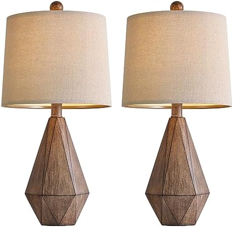 PoKat 20.25" Retro Farmhouse Table Lamp Set of 2, Small for Bedside, Brown - Image 5