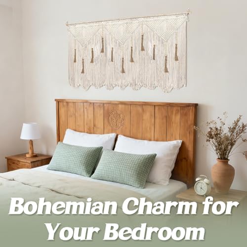 ANPHSIN Extra Large Macrame Wall Hanging, 70.8x39in, Includes Rod - Image 2