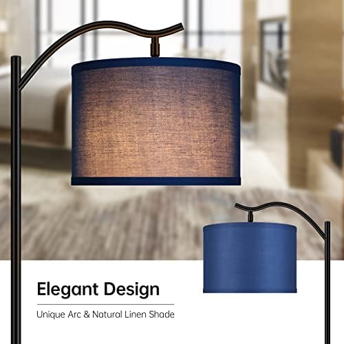 BoostArea Floor Lamp for Living Room,LED Arched Floor Lamp,Tall Modern Standing Lamp with Blue Linen Shade,E26 Socket, Footswitch,Montage Mid Century Floor Lamp for Bedrooms,Corner,Office - Image 4