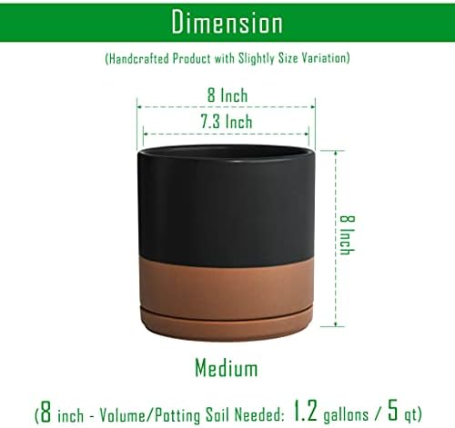 D'vine Dev 8 Inch Ceramic Planter Pot, Black/Tan, 94-O-D-7 - Image 3