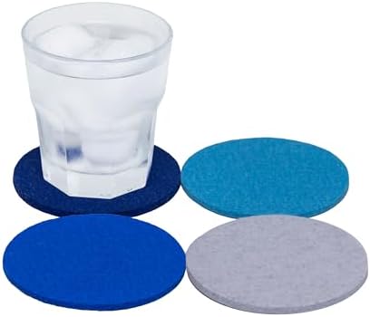 Graf Lantz - Bierfilzl Merino Wool Round Coasters Set of 4 - Sapphire (4"x4"x5mm) - Absorbs 30% of Weight - Natural German Wool - Heat Resistant, Sustainable, Reusable - Home Decor by GrafLantz