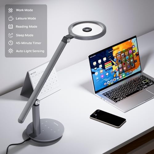 Honeywell H6 Desk Lamp for Home Office, Dimmable Reading Table Light, Gray - Image 5