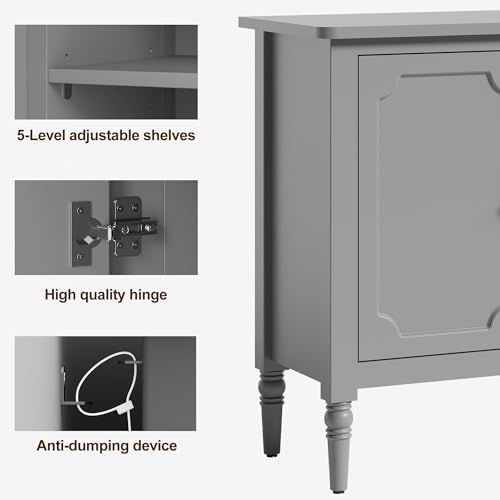 RoyalCraft 118" Buffet Cabinet with Storage, Vintage Sideboard with Adjustable Shelves, Mid Century Modern Painted Credenza Coffee Bar for Kitchen, Dining Room, Entryway, Living Room, Dove Gray - Image 6