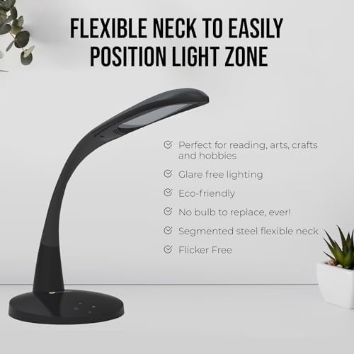 Two Task Lamp, 12W Adjustable Desk Lamp, Dimmable LED Light with Custom Color Temperature for Desk, Office, Bedroom, Living Room, Modern Design for Work, Study, Reading Needs, (Black) - Image 5