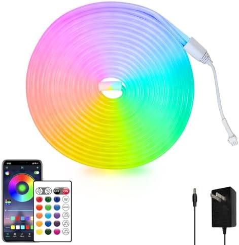 segrass 16.4FT Neon Rope Light,Flexible Led Rope Lights Control with App/Remote,Multiple Mode Rope Lights,IP65 Outdoor RGB Led Neon Lights Waterproof,Music Sync Gaming Led Neon Light Strip for Bedroom by segrass