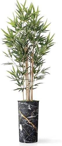 Artificial Tree in Modern Granite Effect Planter, Fake Bamboo Silk Tree for Indoor and Outdoor Home Decoration - 70" Overall Tall (Plant Pot Plus Tree) - Image 2