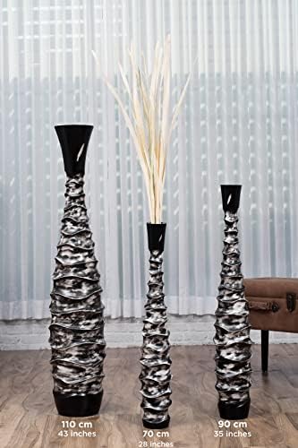 Leewadee Large Floor Vase 34 inches Mango Wood for Pampas Grass, Dried Flowers - Image 4