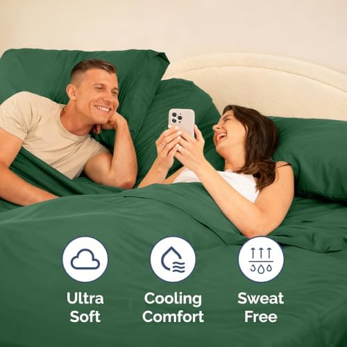 Flex Top Split Head King 4 Piece Sheet Set - Soft & Cooling - Emerald Green - Image 6