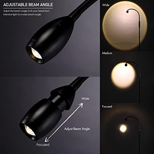 O’Bright Ray – Adjustable LED Beam Floor Lamp, Dimmable and Zoomable Spotlight, Flexible Gooseneck, Reading/Crafting Standing Lamp, Work Table Light, Matte Black - Image 3