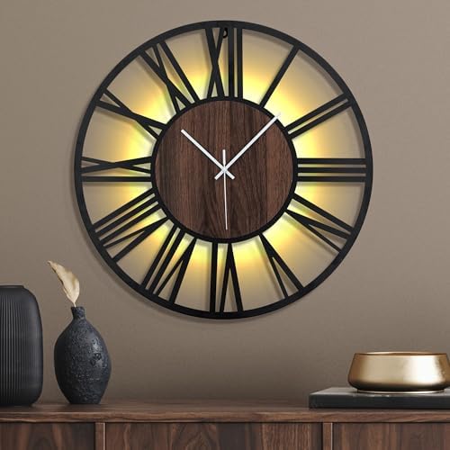 24 Inch Large Metal Wall Clock with Voice and Light Sensor Night Light, Glow in The Dark Non-Ticking Silent Battery Operated Decorative Oversized Wall Clock for Bedroom Living Room Decor by ArtfulClocksBeautifulMoments