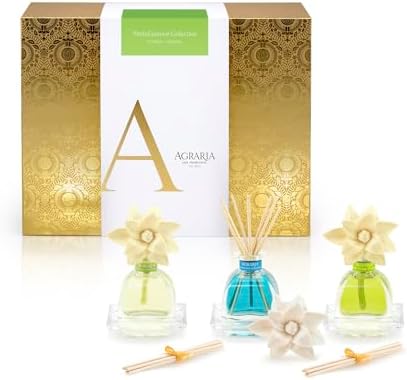 AGRARIA Citrus & Floral PetiteEssence Collection, Handmade Sola Flower Reed Diffuser Set of 3, Luxury Home Fragrance Scented Oil Diffuser Gift Set by Unknown